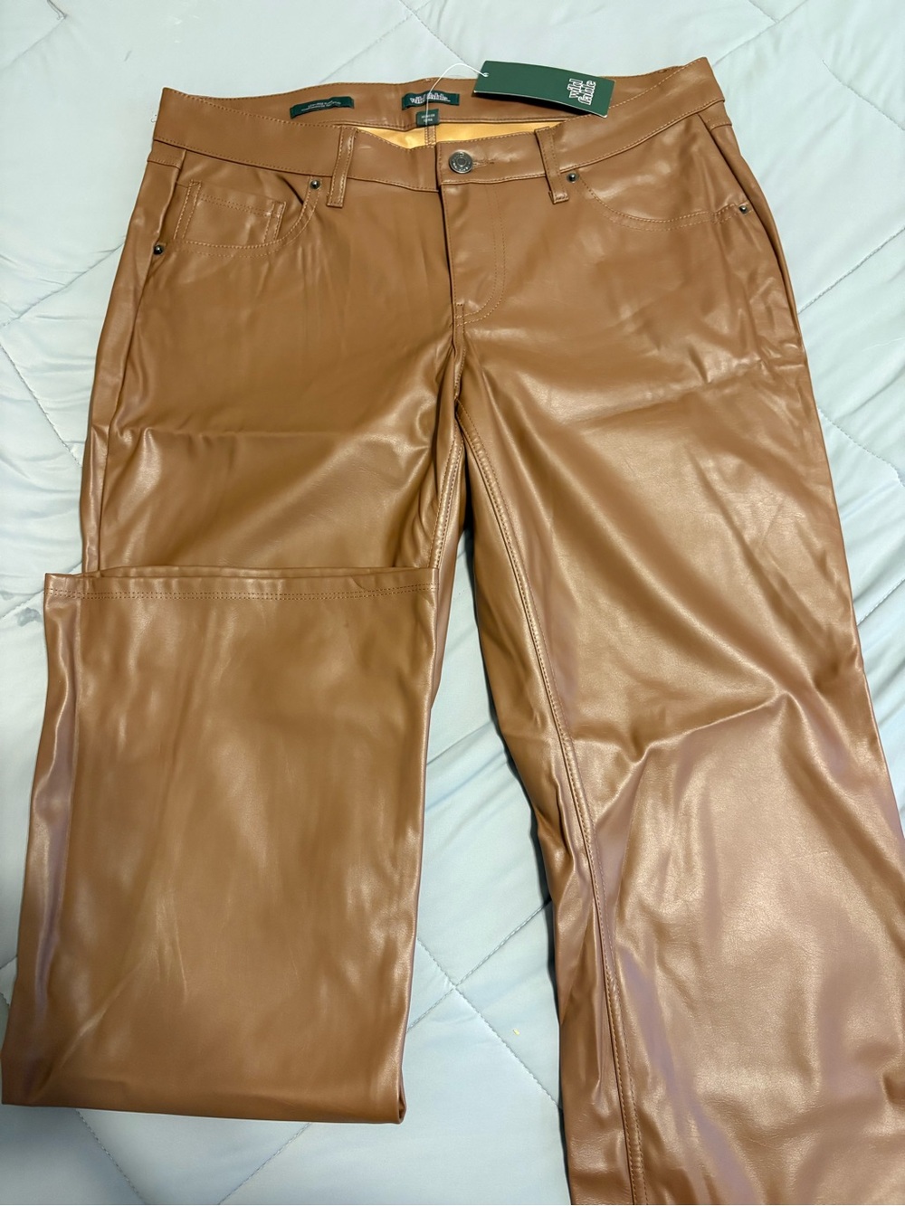 Faux Leather Low-Rise Flared Pants